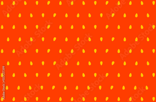 Seamless strawberry pattern with yellow seeds, red-fruit background.