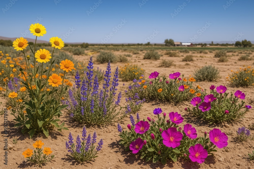 Obraz premium Desert Blooms: A Floral Surprise in Arid Lands