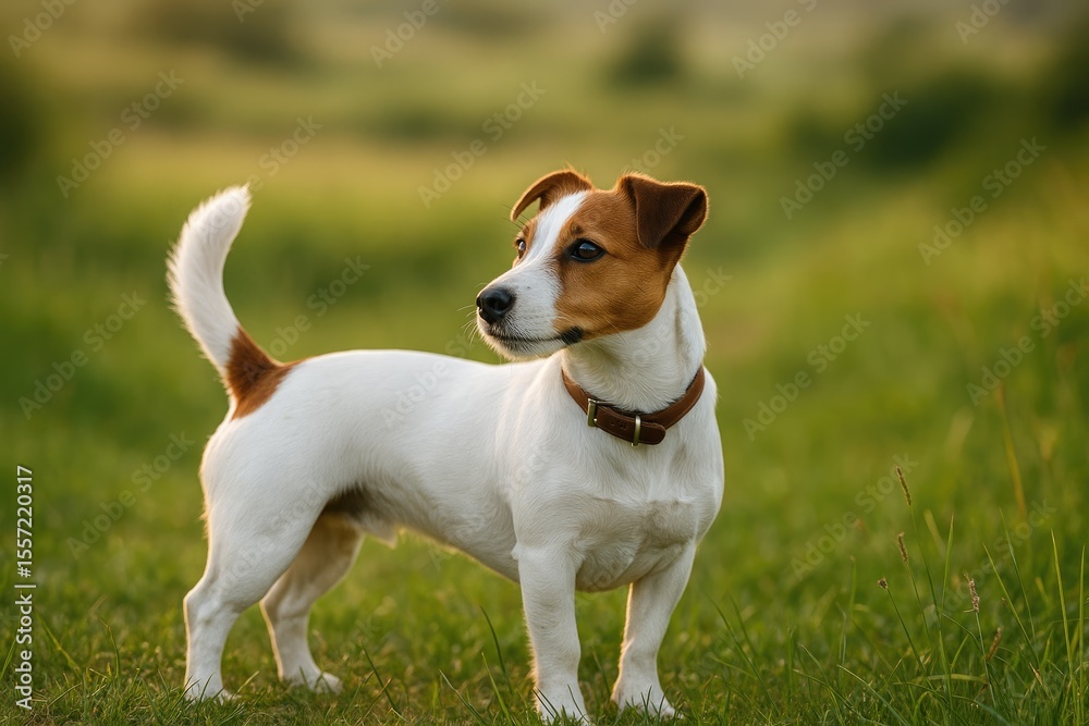A Jack Russell Terrier dog gazes into the distance before a walk A Jack Russell Terrier dog gazes into the distance before a walk