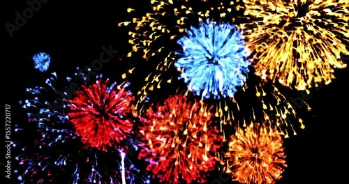 Firework explosions a computer designed as a seamless loop with a black background