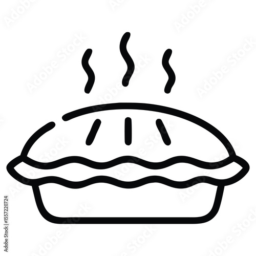 Hot pie with wavy crust icon in outline style