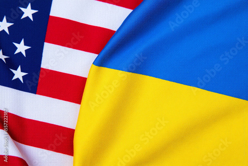 two flags of the united states and ukraine