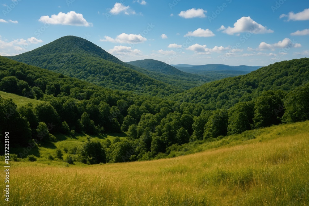 Fototapeta premium Scenic landscape of rolling hills close to a lighthouse