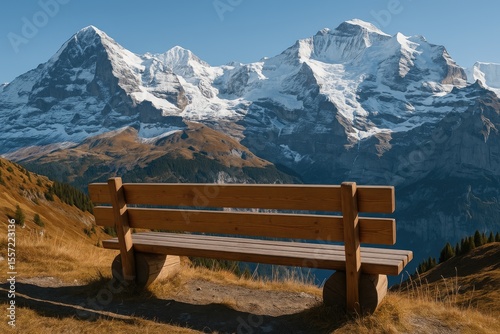 Mountain-view bench in the Jungfrau area