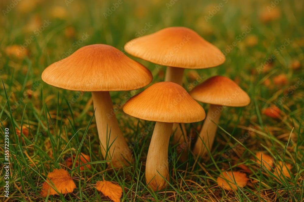 Detailed shot of wild fungi amidst fall foliage Detailed shot of wild fungi amidst fall foliage