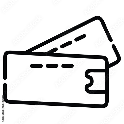 Line art of wallet with credit card for financial app icon