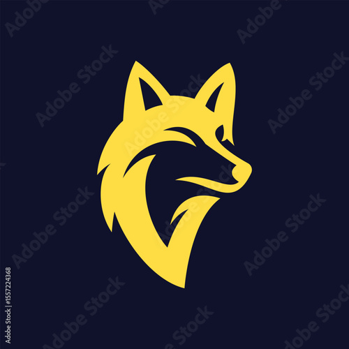 fox head silhouette logo  design