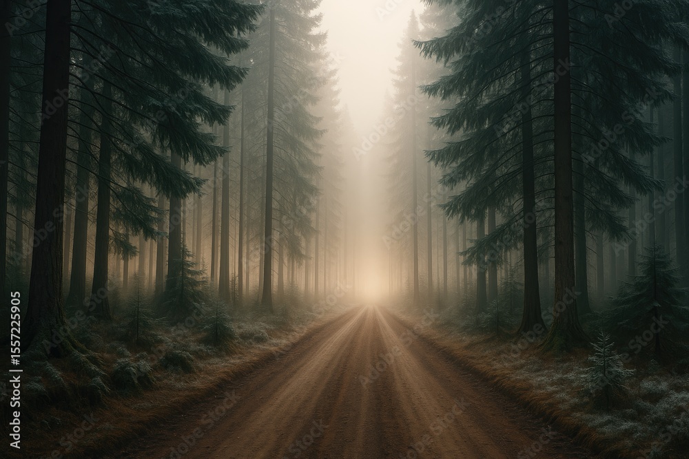 Obraz premium Stunning wooden surface shrouded in fog