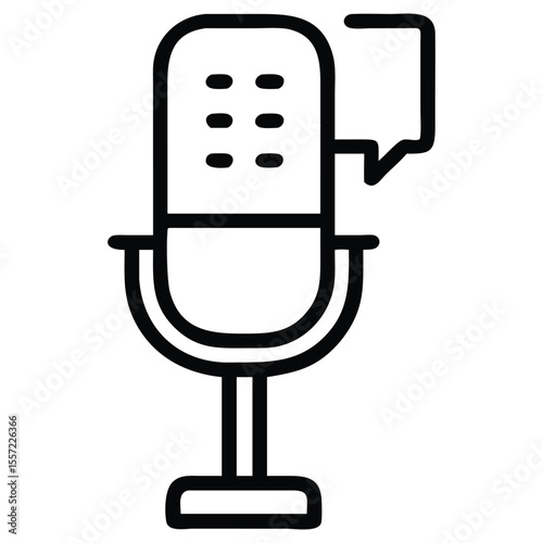 Microphone with Speech Bubble Icon for Podcast, Audio, and Recording Design