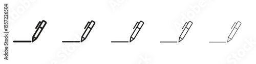 Write iconBlack linear bold and thin strokes set