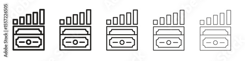 capital gain iconBlack linear bold and thin strokes set