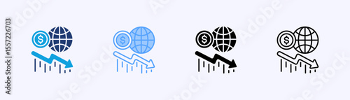 Global Crisis Icon Set Multiple Style Collection