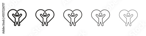 Wellness iconBlack linear bold and thin strokes set