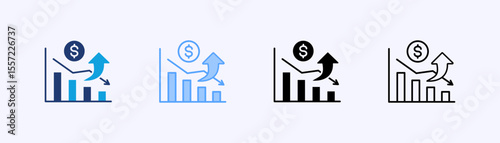 Economic Contraction Icon Set Multiple Style Collection
