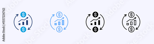 Business Cycle Icon Set Multiple Style Collection