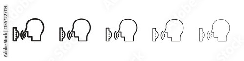 Voice control iconBlack linear bold and thin strokes set