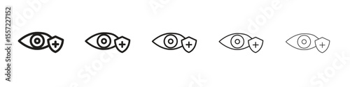 Vision insurance iconBlack linear bold and thin strokes set