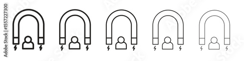User engagement iconBlack linear bold and thin strokes set