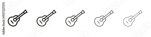 Ukulele iconBlack linear bold and thin strokes set