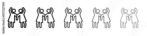 Twin iconBlack linear bold and thin strokes set