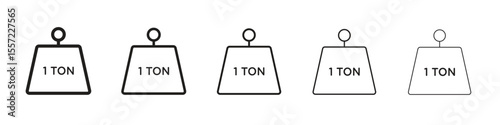 Tonne iconBlack linear bold and thin strokes set