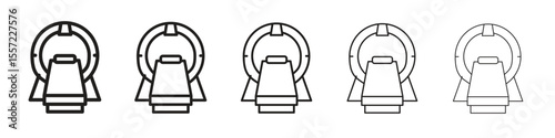Tomography iconBlack linear bold and thin strokes set