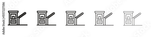 Toll road iconBlack linear bold and thin strokes set