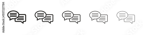 Text chat iconBlack linear bold and thin strokes set