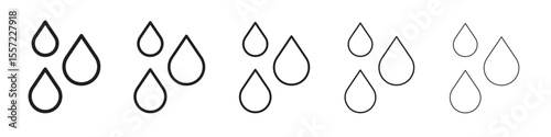 Tear drop iconBlack linear bold and thin strokes set