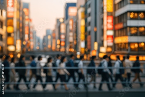 Wallpaper Mural Abstract blurred scene of tourists crossing a bridge in a bustling urban area Torontodigital.ca