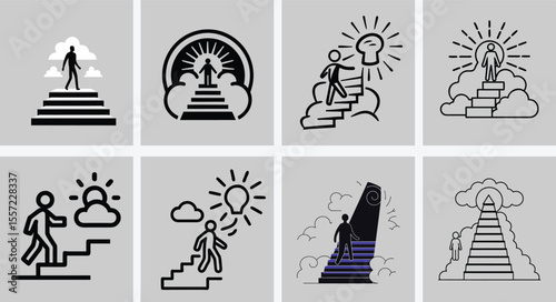 Person Walking Upstairs Toward Light Symbolizing Growth