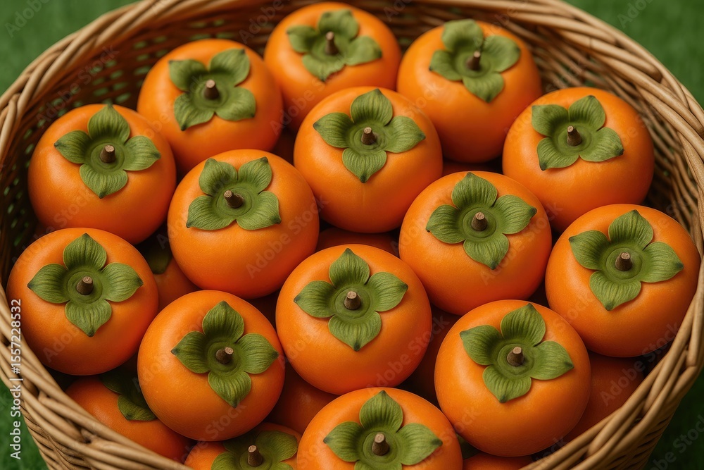 Handful of ripe, freshly harvested orange persimmons Handful of ripe, freshly harvested orange persimmons