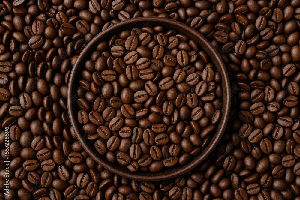 Fototapeta premium A collection of roasted coffee beans in a dish, emitting a fragrant aroma