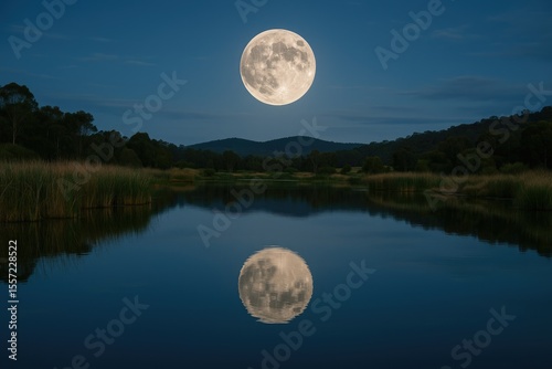 Full Moon Over Wetlands at Glenmore Park