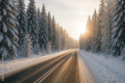 A snowy pathway shortly after a winter storm