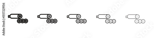 Salami iconBlack linear bold and thin strokes set