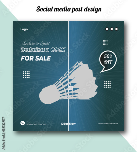 Exclusive and special badminton cock for sale social media post design template