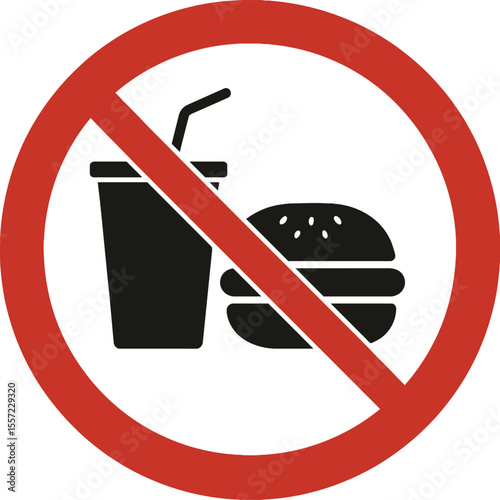 No fast food no food no fast food sign with red prohibition circle icon