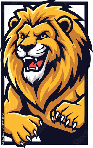 Roaring Lion Head Mascot Vector in Bold Graphic Style