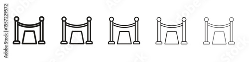 Red carpet iconBlack linear bold and thin strokes set
