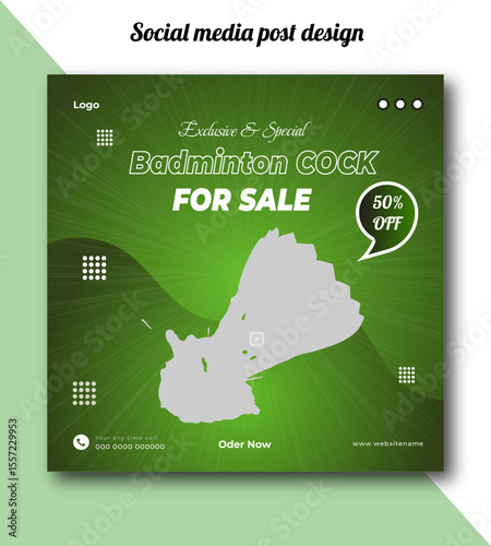 Exclusive and special badminton cock for sale social media post design template