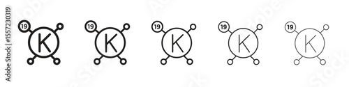 Potassium iconBlack linear bold and thin strokes set