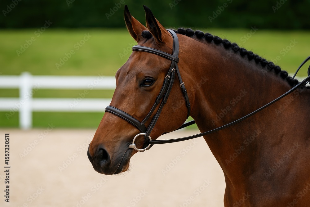 Fototapeta premium Close-up of a horse in a competition arena