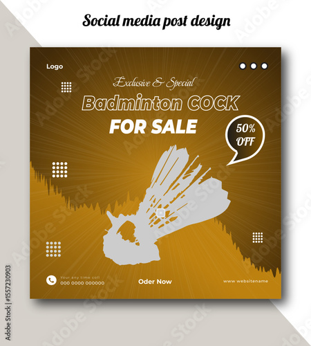 Exclusive and special badminton cock for sale social media post design template