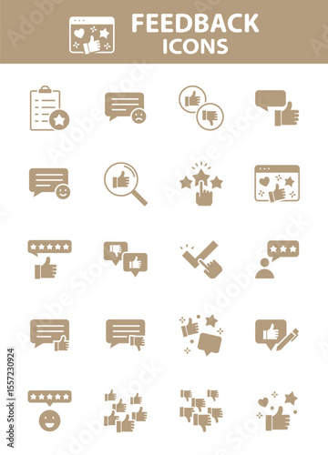 Set of Feedback icons, customer experience, review, comment