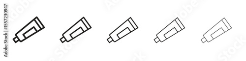 Ointment iconBlack linear bold and thin strokes set