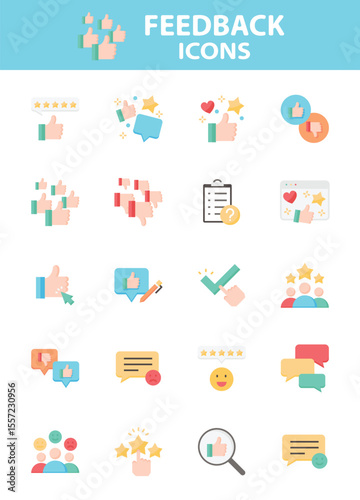Set of Feedback icons, customer experience, review, comment