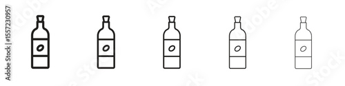 Olive oil iconBlack linear bold and thin strokes set