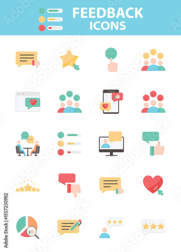 Set of Feedback icons, customer experience, review, comment