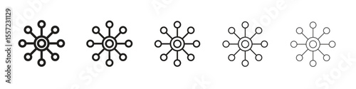 Multichannel iconBlack linear bold and thin strokes set